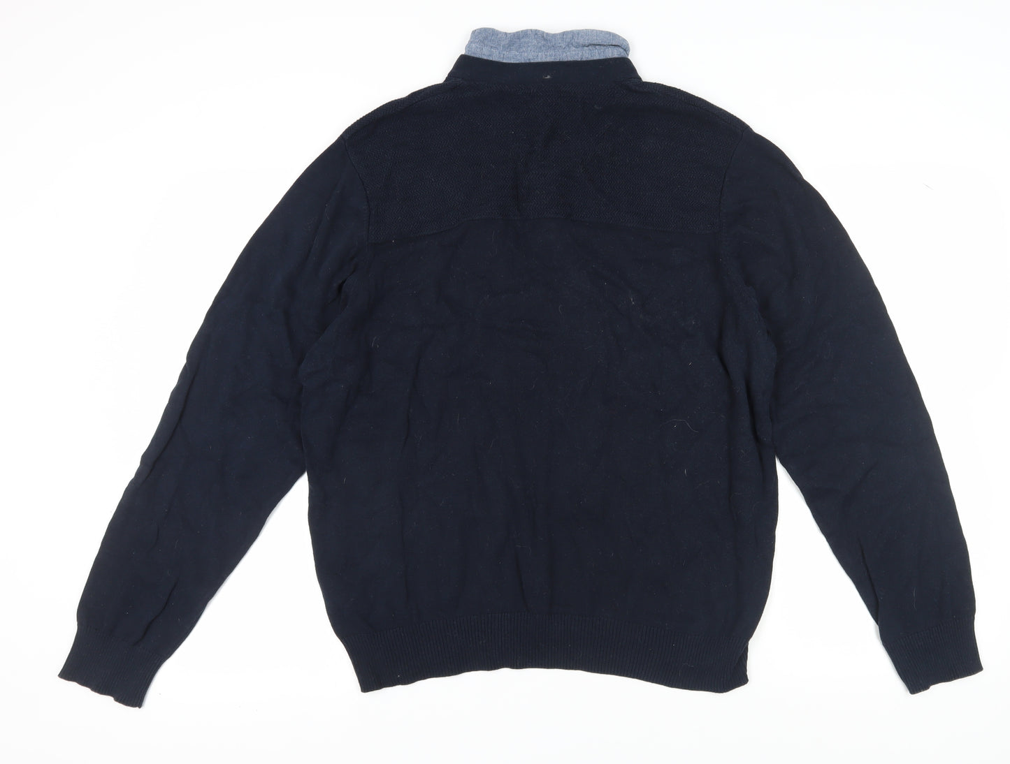 Kurt Muller Men's Blue Henley Jumper XXL Casual