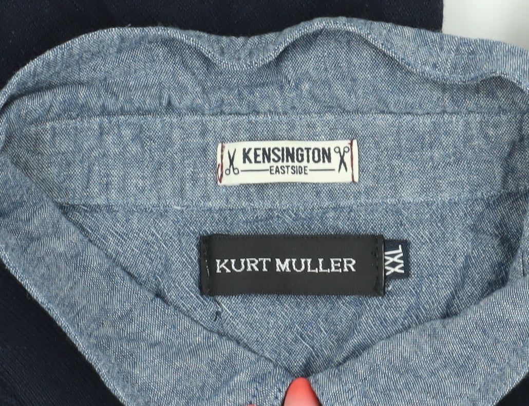 Kurt Muller Men's Blue Henley Jumper XXL Casual
