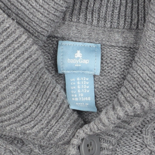 babyGap Grey Knit Cardigan for Unisex Baby, 6-9 Months, Cotton
