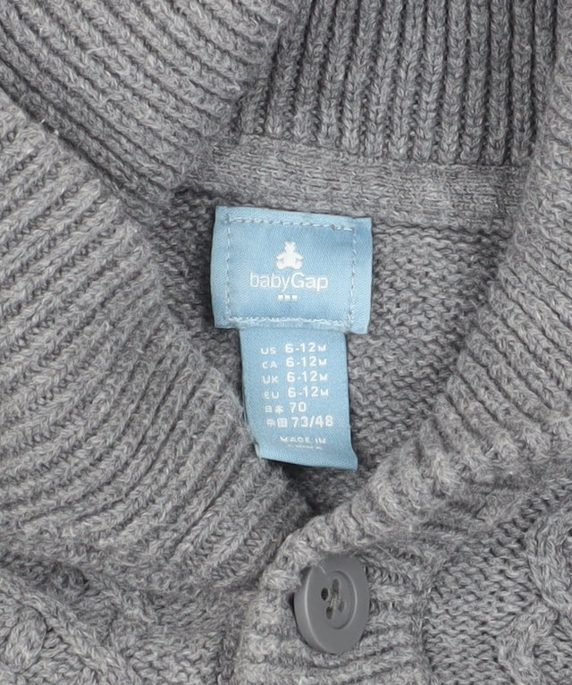 babyGap Grey Knit Cardigan for Unisex Baby, 6-9 Months, Cotton