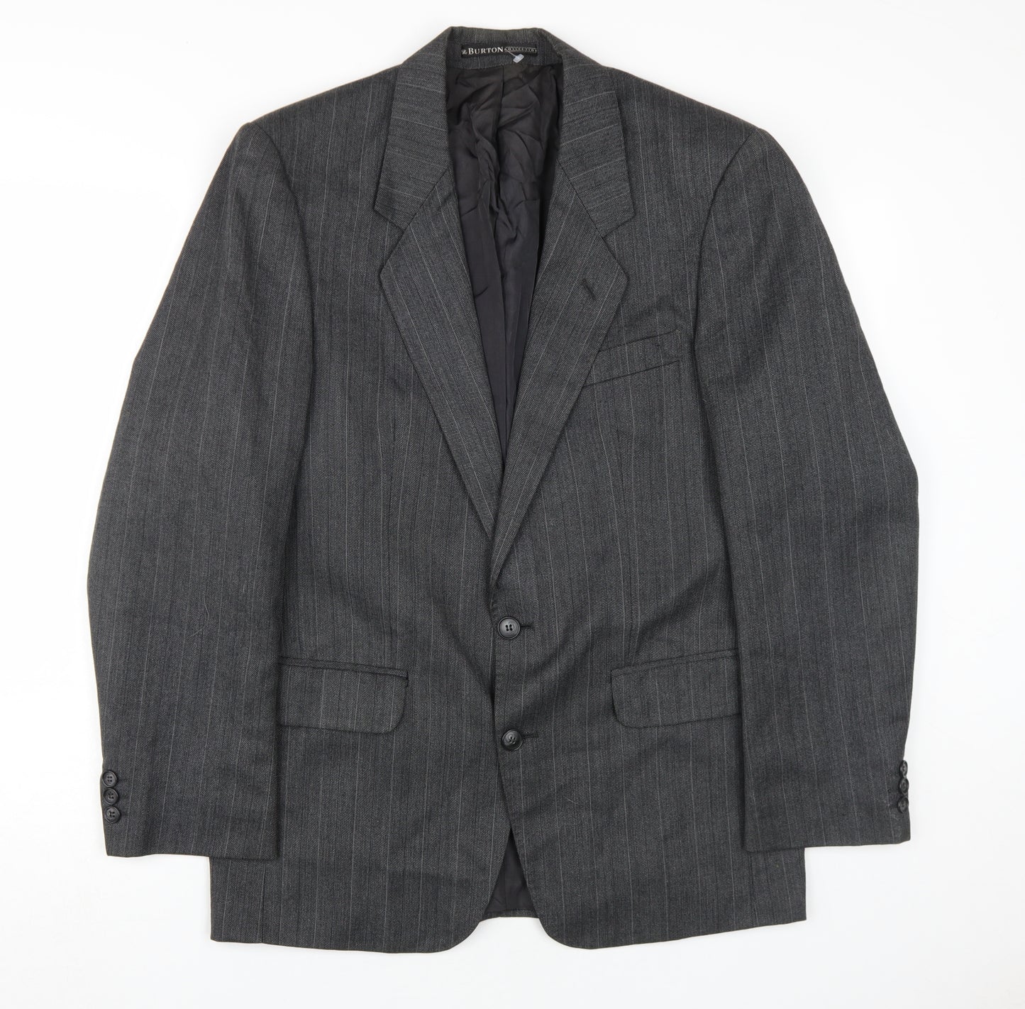Burton Men's Grey Pinstripe Blazer Size 40R