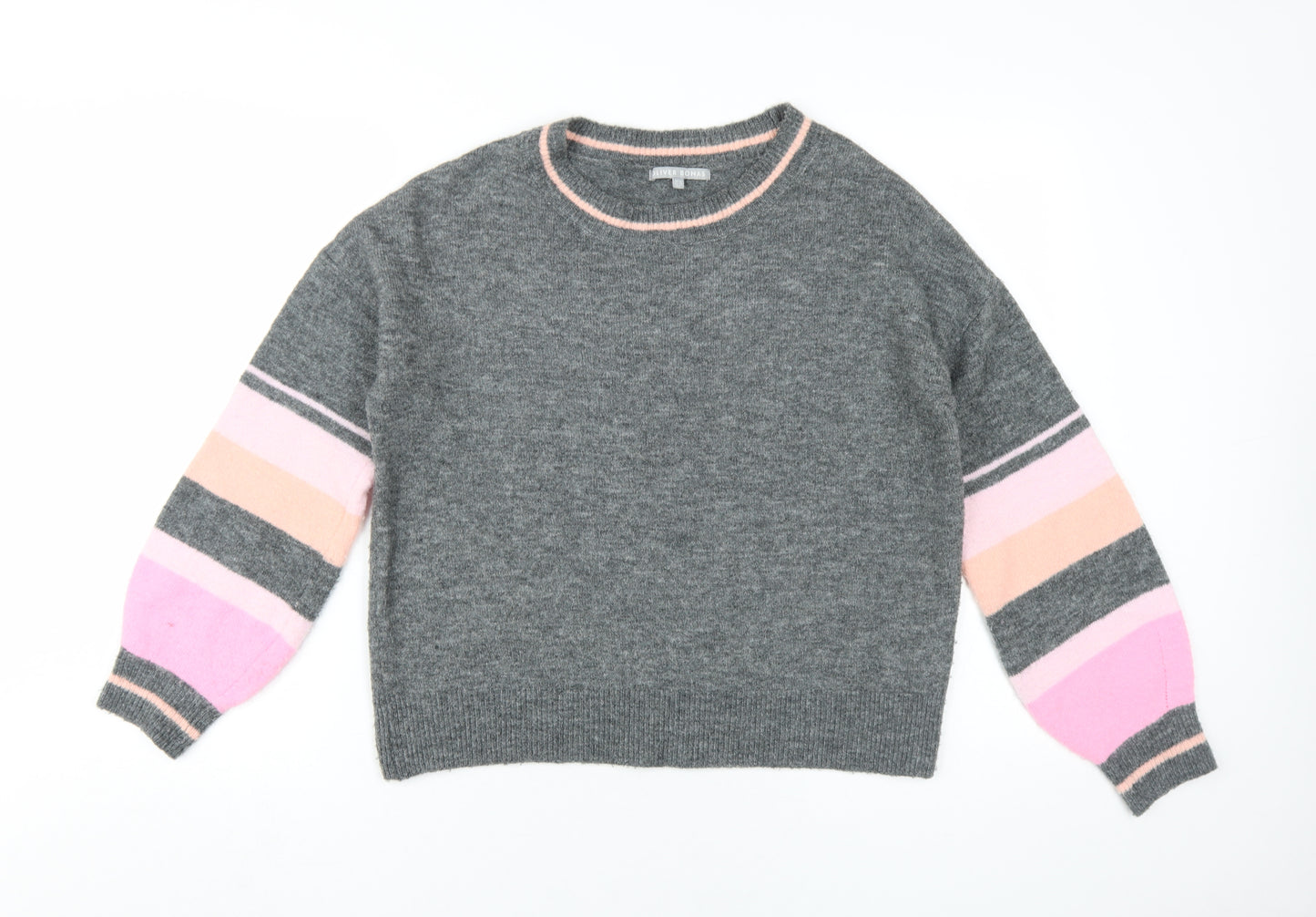 Oliver Bonas Women's Grey Striped Pullover - Size 10