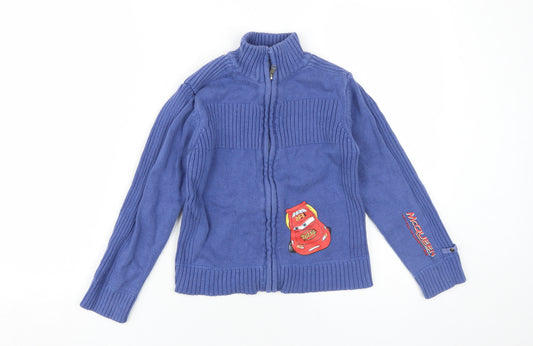 Front view of Sun-city boys’ blue cars full zip jumper 8 years - casual wear
