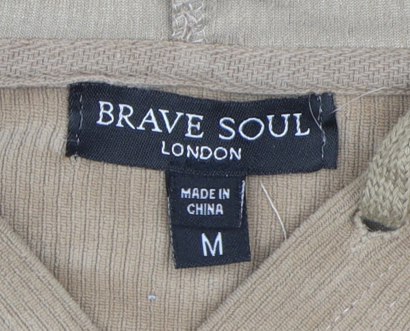 Brave Soul Women's Beige Medium Pullover Hoodie