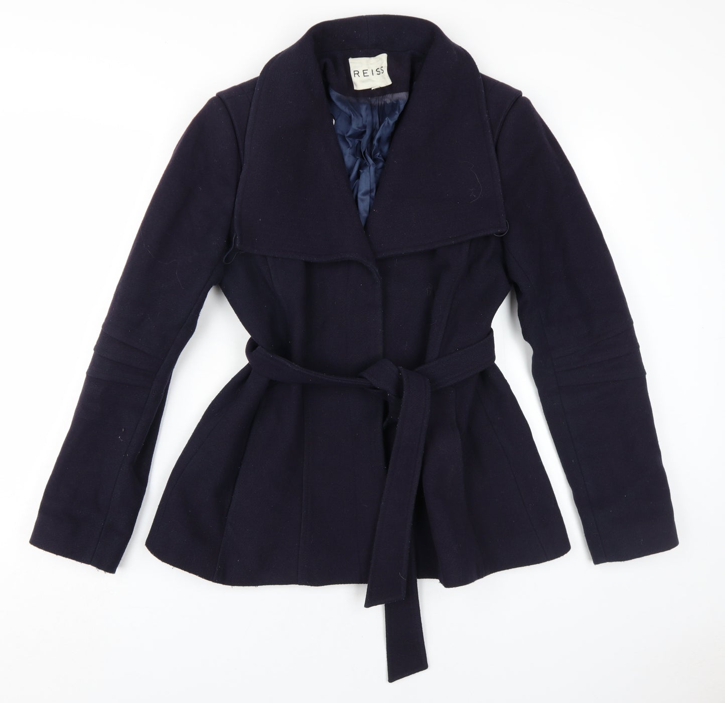 Reiss Women's Black Trench Coat Large Belted