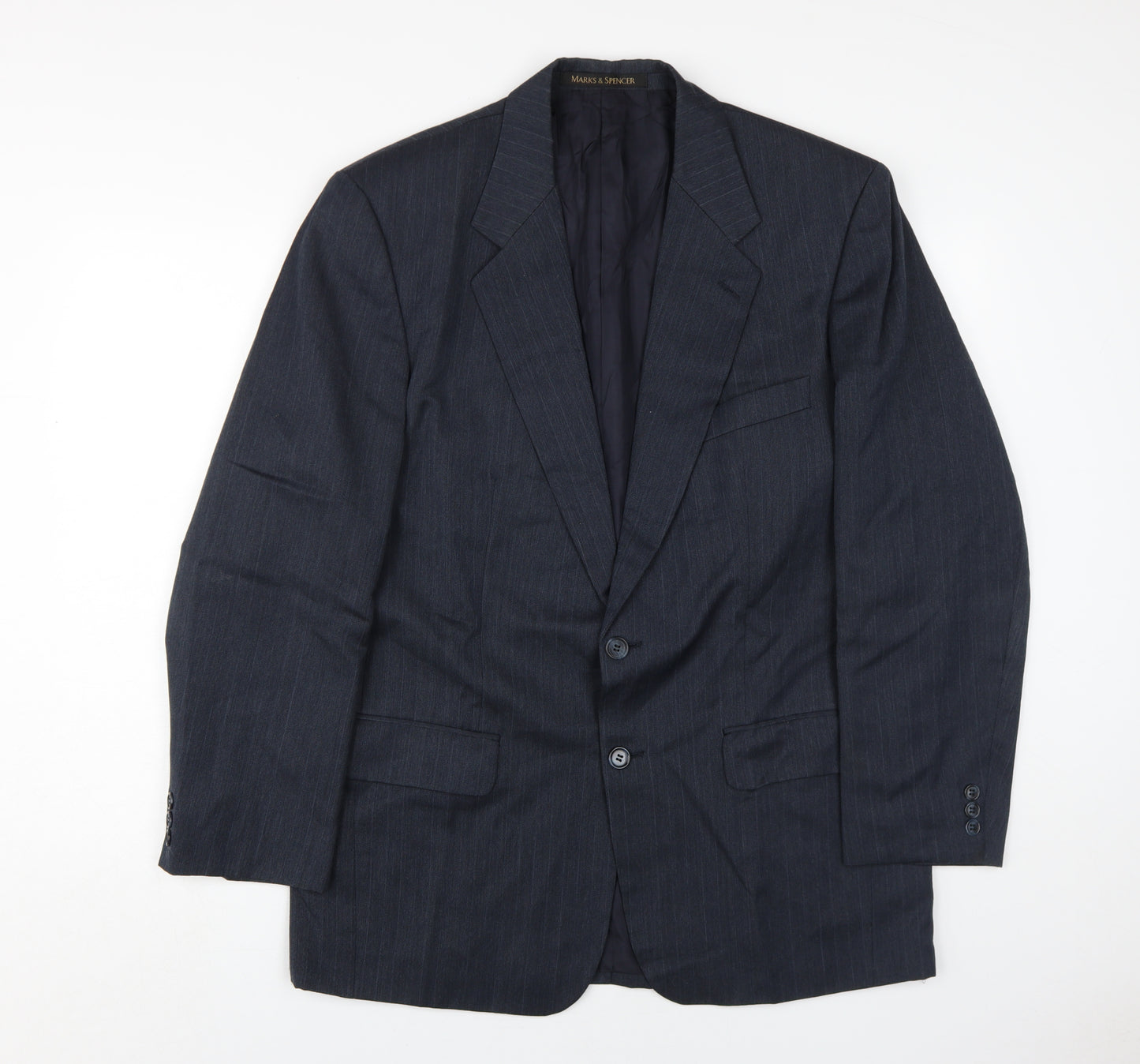 Marks and Spencer Men's Blue Blazer 40R, Striped, Business