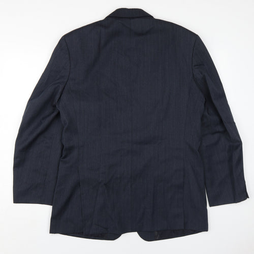 Marks and Spencer Men's Blue Blazer 40R, Striped, Business