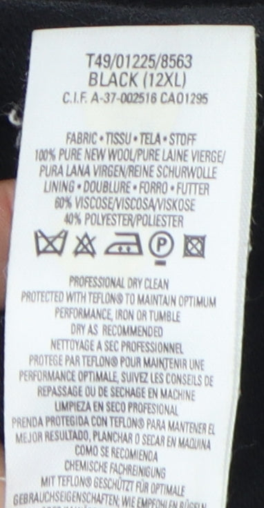 Marks and Spencer Women's Black Wool Overcoat Size 12