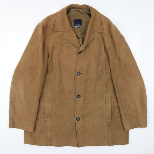 David Moss Men's Brown Cotton Overcoat Size L