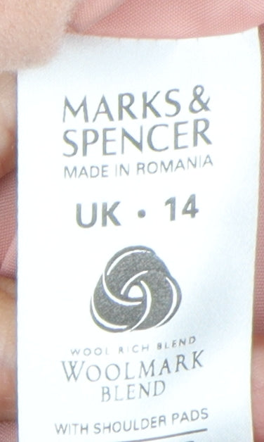 Marks and Spencer Pink Wool Blend Women's Coat Size 14