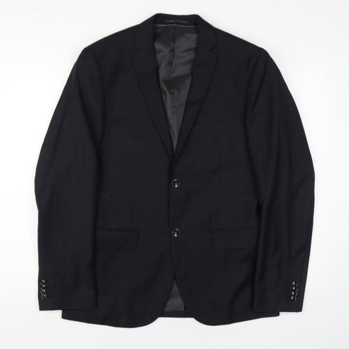 H&M Men's Black Slim Fit Blazer, 38R, Wool, Formal