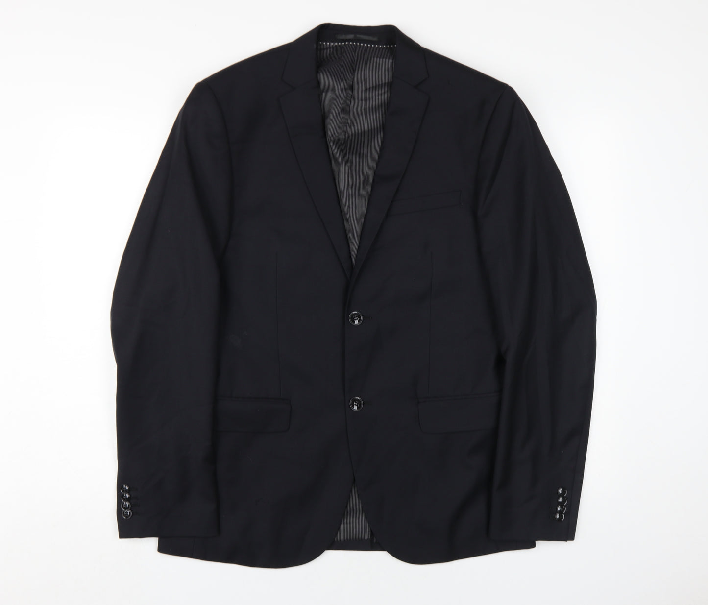 H&M Men's Black Slim Fit Blazer, 38R, Wool, Formal
