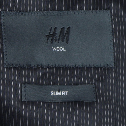 H&M Men's Black Slim Fit Blazer, 38R, Wool, Formal