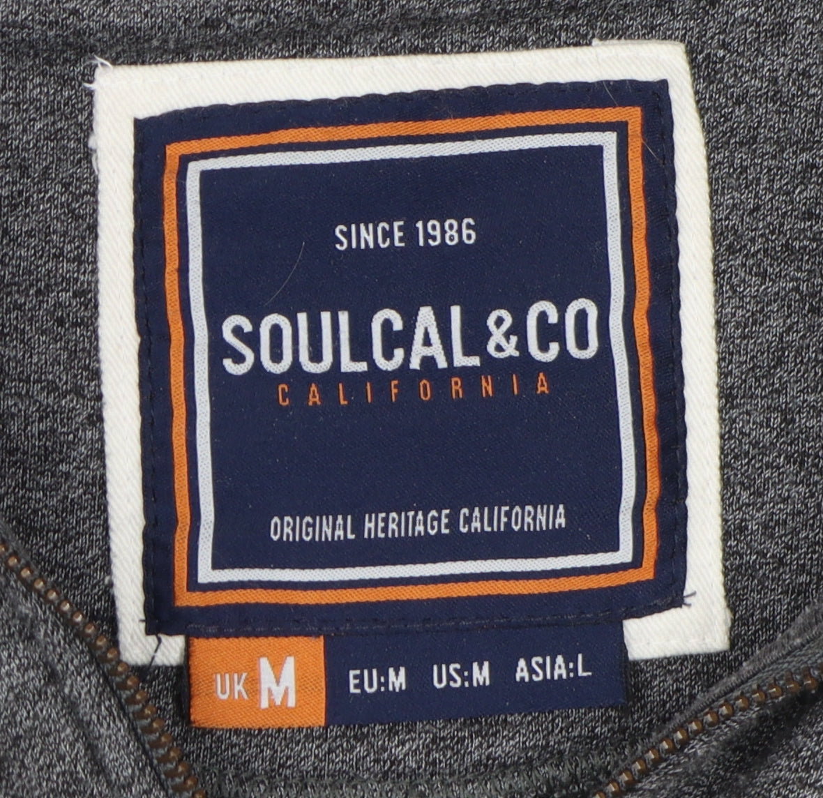 Soulcal & Co Men's Grey Full Zip Hoodie M