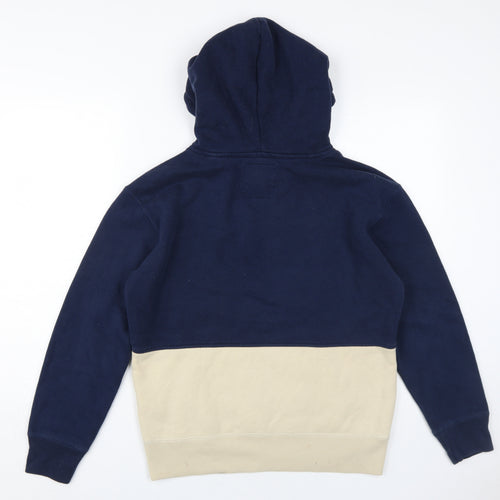 Hollister Men's Blue Beige Pullover Hoodie XS