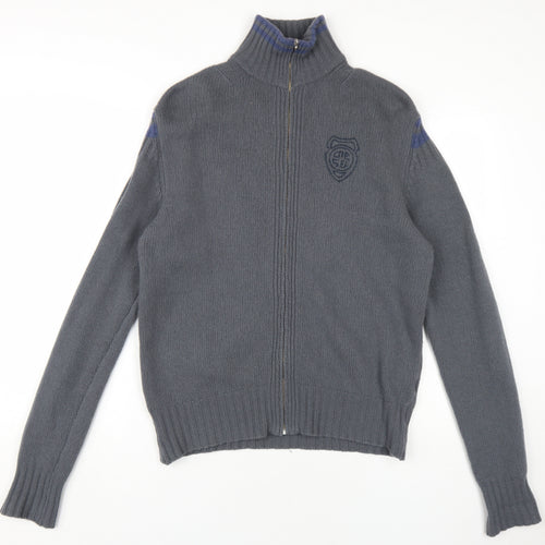 Diesel Men's Grey Full Zip High Neck Jumper XL