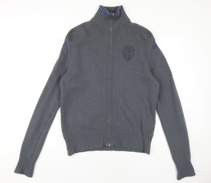 Diesel Men's Grey Full Zip High Neck Jumper XL