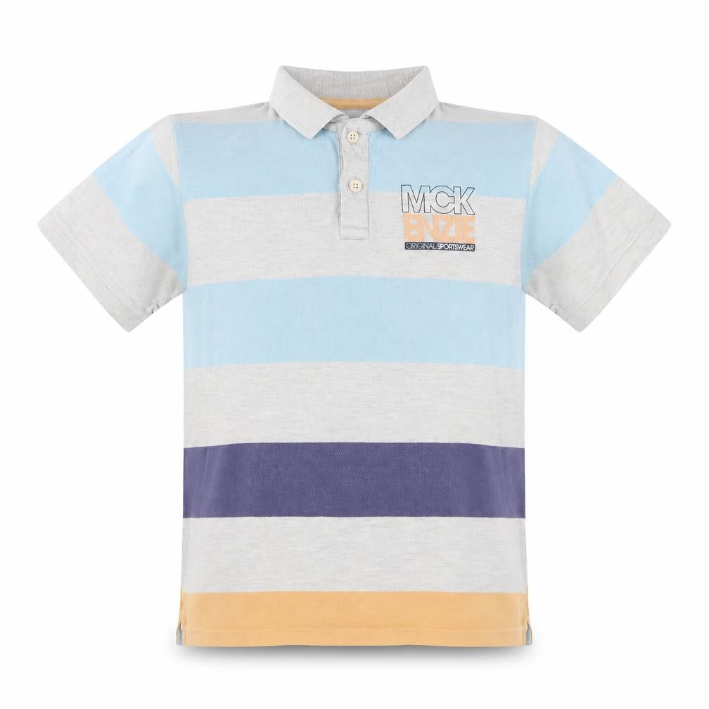 Front view of McKenzie boys’ multicoloured polo shirt, 13-14 years, striped