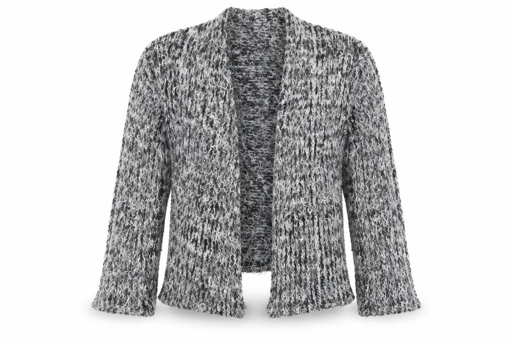 Front view of Offshoot Women's Grey Chunky-Knit Cardigan S