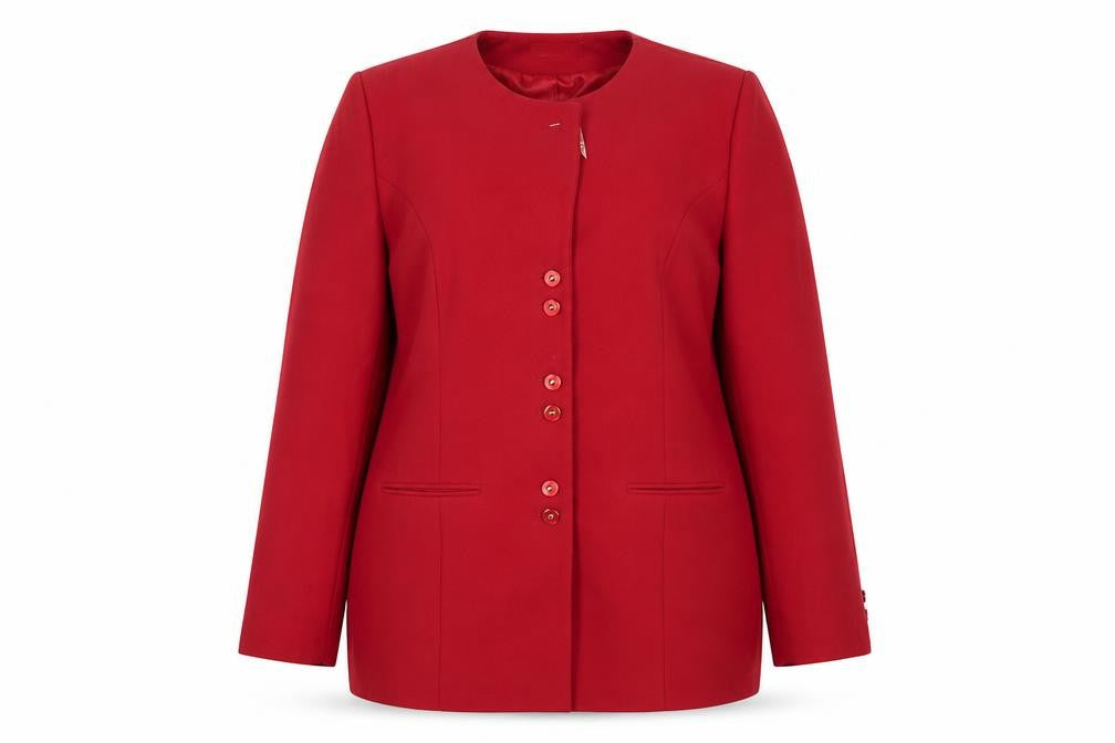 Front view of Daxon Women's Red Buttoned Jacket UK 16