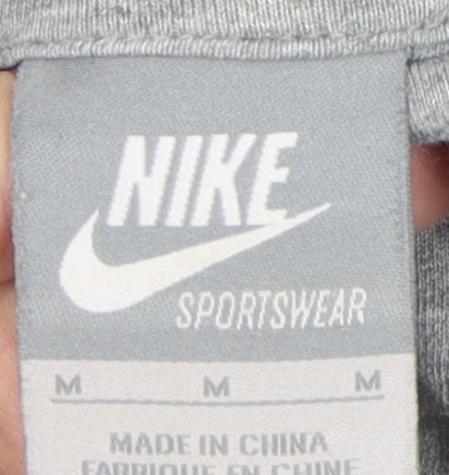 Nike Men's Grey Pullover Hoodie M with Logo Accents