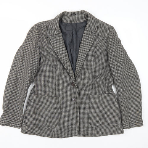 Women's Quality Fashion Grey Houndstooth Suit Jacket Size 46