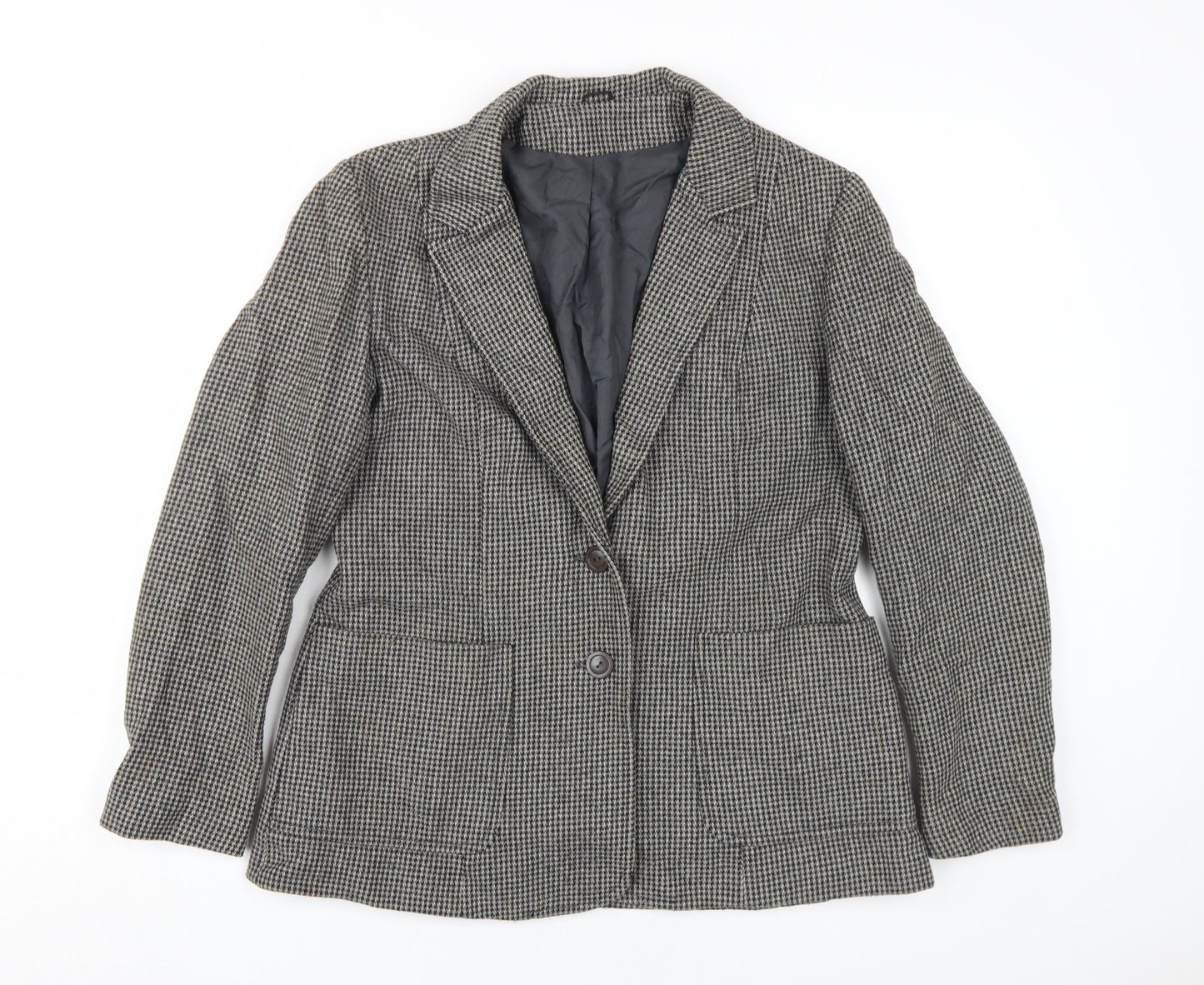 Women's Quality Fashion Grey Houndstooth Suit Jacket Size 46