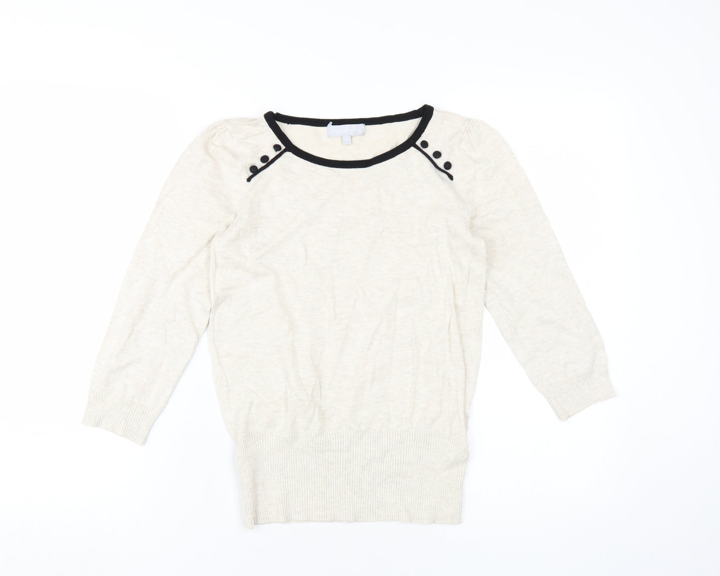 Red Herring Beige Women's 3/4 Sleeve Pullover Jumper