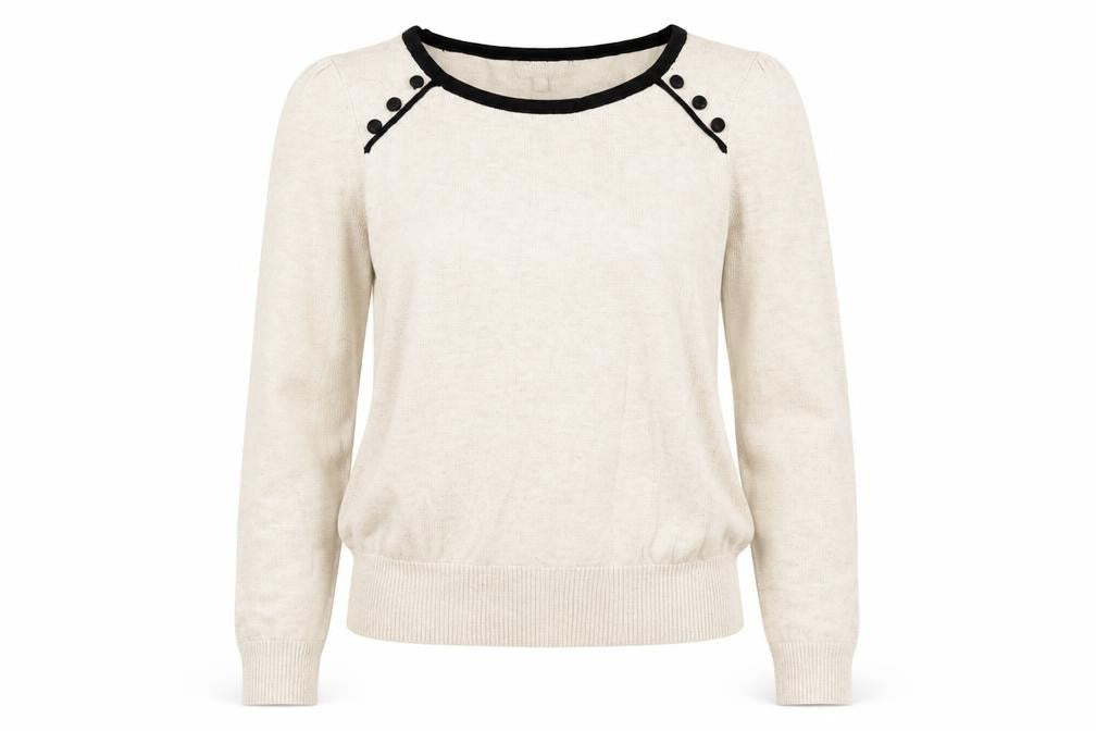 Front view of Red Herring Beige Women's 3/4 Sleeve jumper