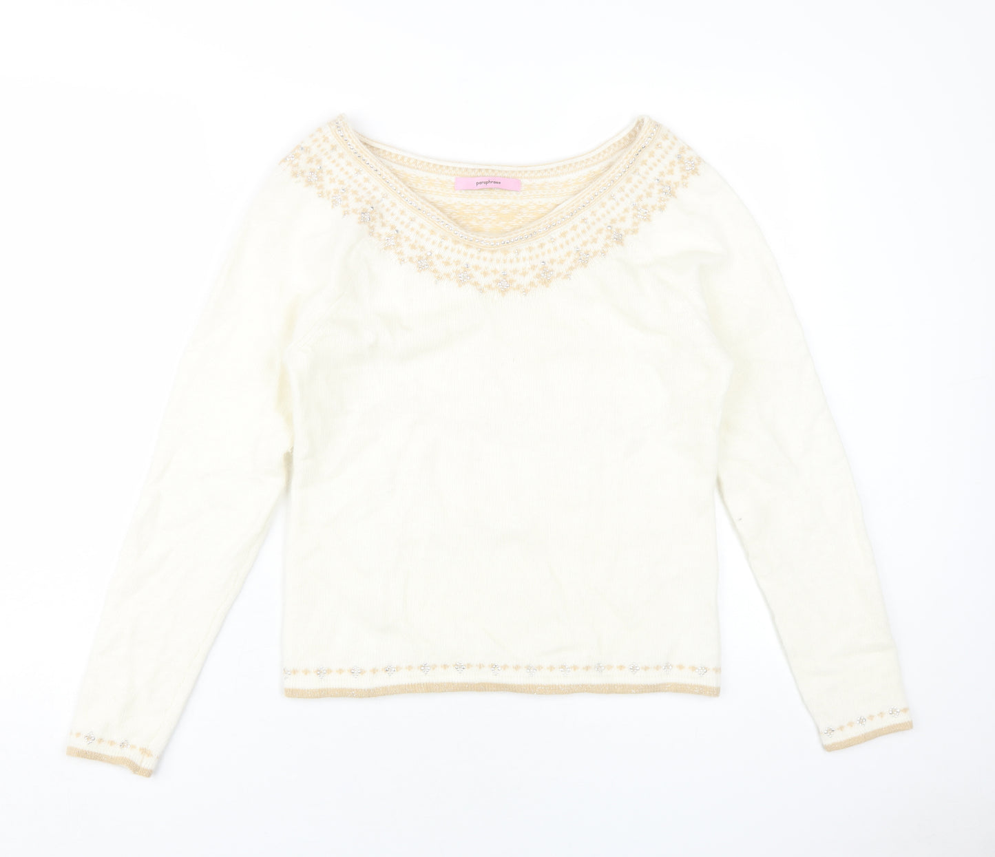 Paraphrase Women's Ivory Jumper Large Angora Blend