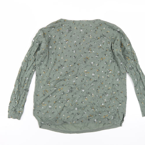 Fat Face Women's Green Floral Pullover Jumper Size 8