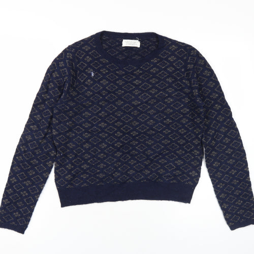Toast Women's Blue Argyle Pullover Jumper S