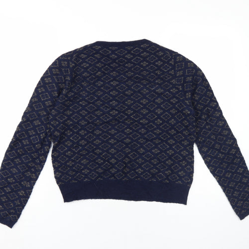 Toast Women's Blue Argyle Pullover Jumper S