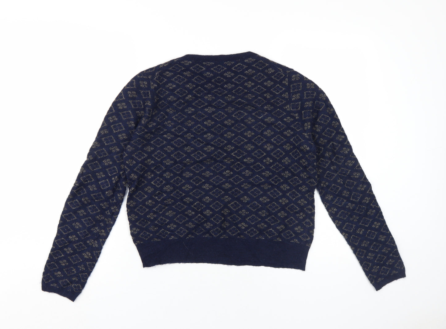 Toast Women's Blue Argyle Pullover Jumper S