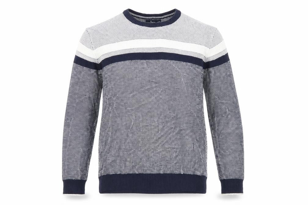 Front view of Blue Harbour Men's Blue jumper, size L