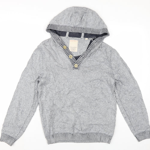 Esprit Women's Grey Hooded Henley Jumper Size M