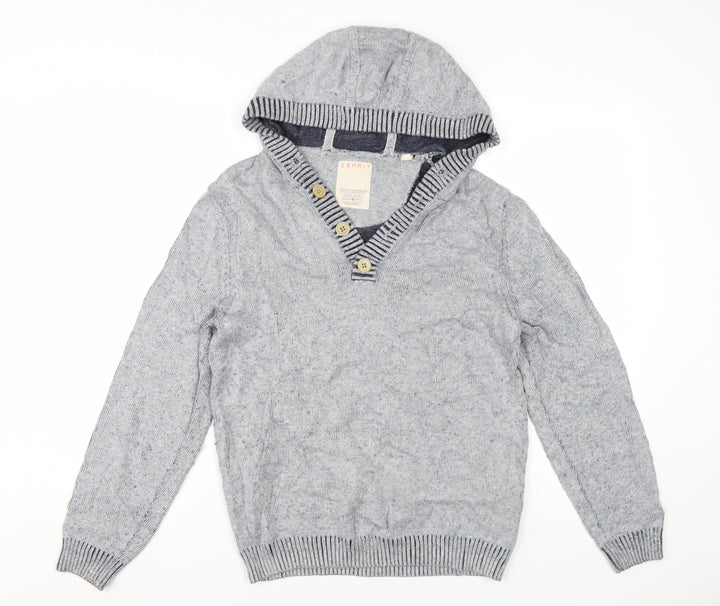 Esprit Women's Grey Hooded Henley Jumper Size M