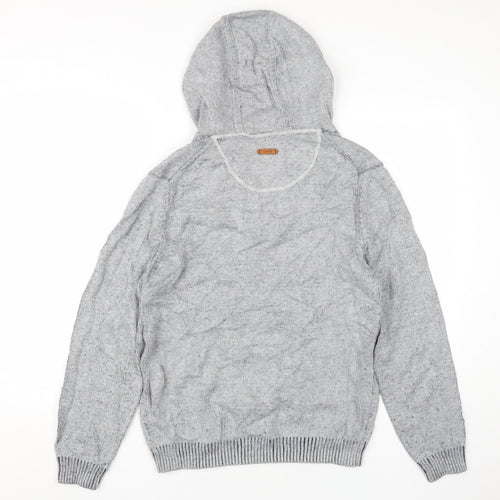 Esprit Women's Grey Hooded Henley Jumper Size M