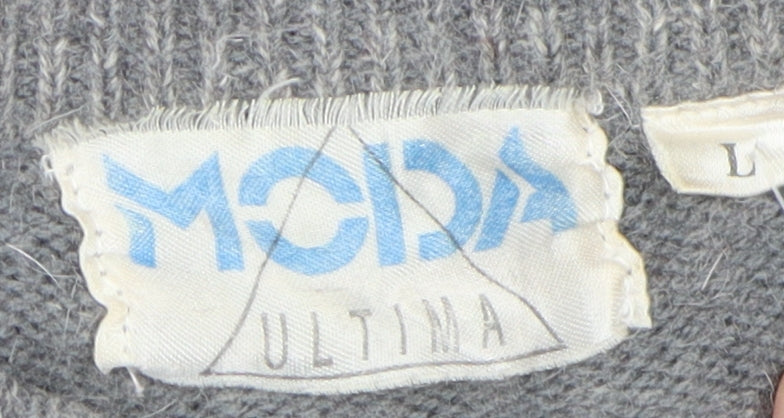 Moda Ultima Women's Grey Red Pullover Jumper L