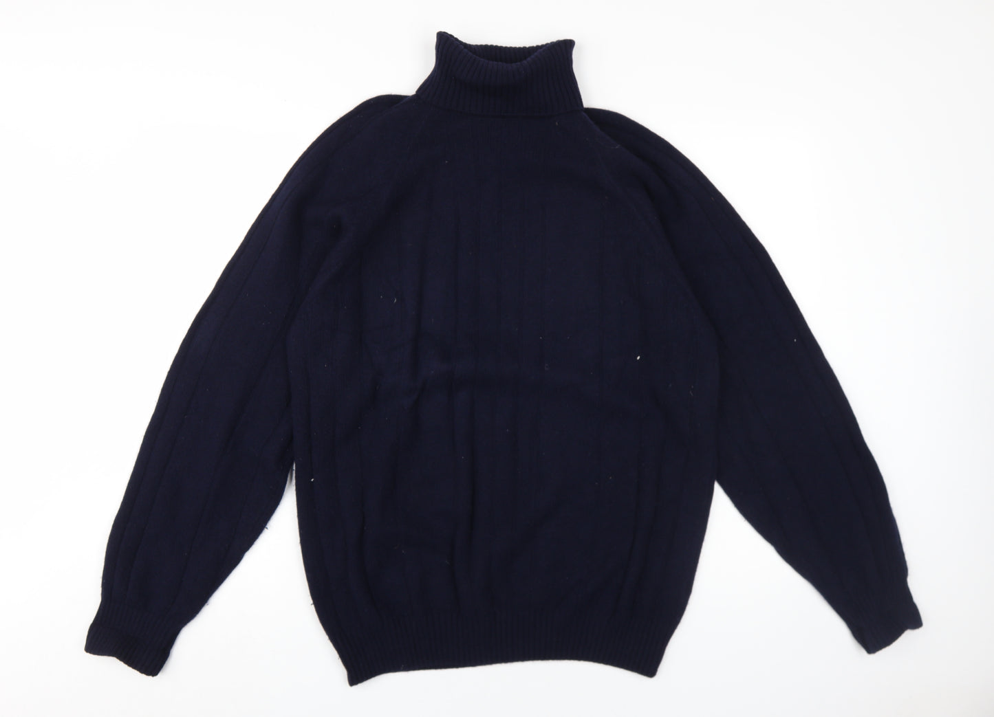 Millshop Woollens Men's Blue Roll Neck Pullover Jumper M