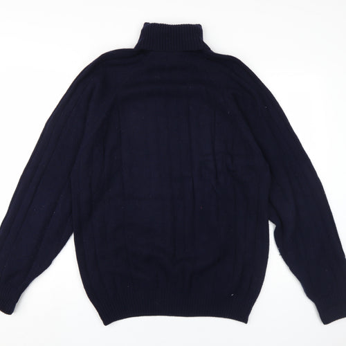 Millshop Woollens Men's Blue Roll Neck Pullover Jumper M