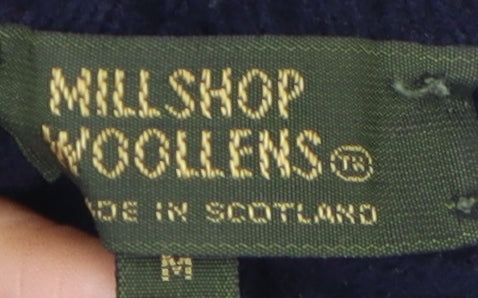 Millshop Woollens Men's Blue Roll Neck Pullover Jumper M