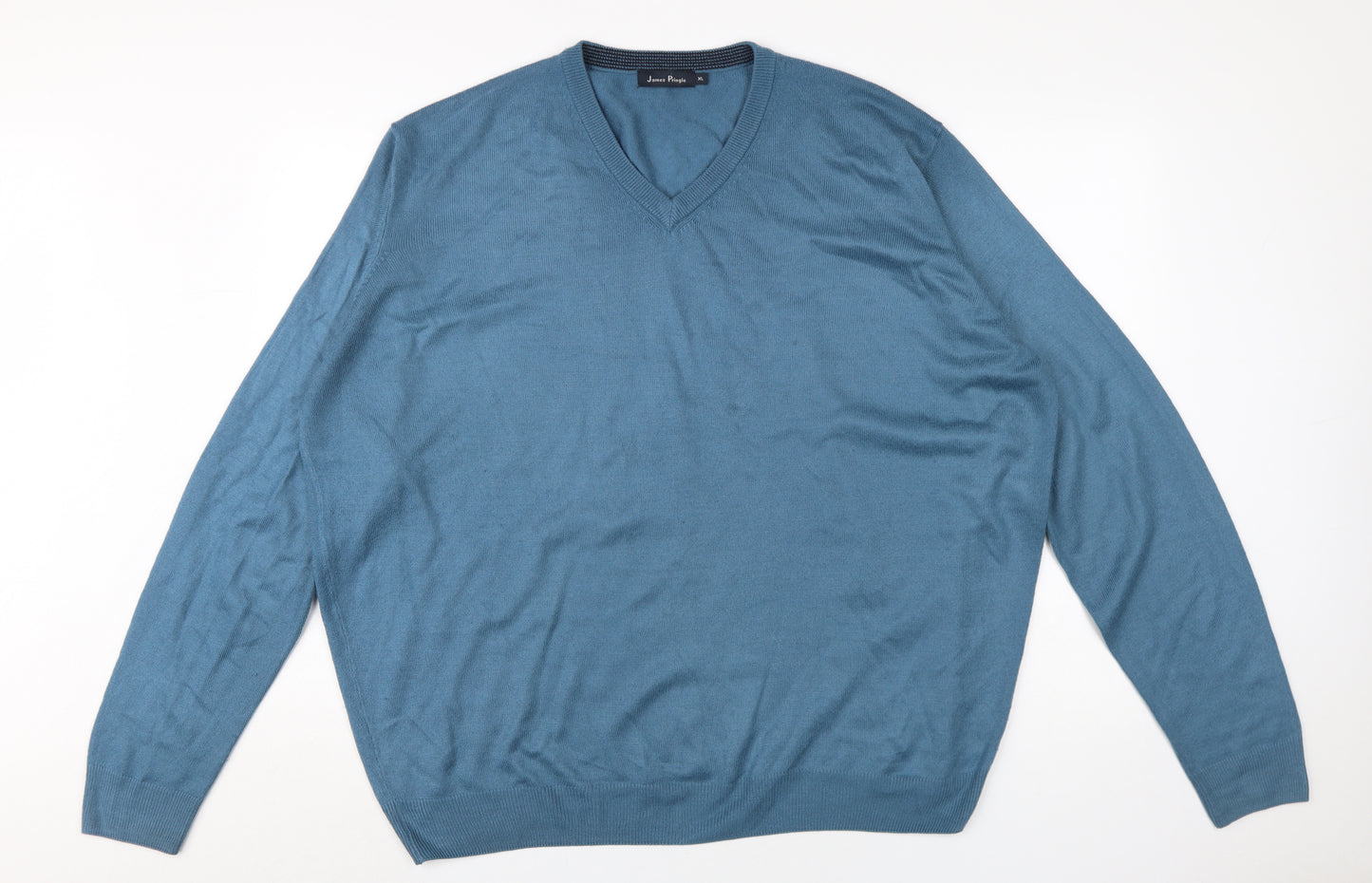 James Pringle Men's Blue XL V-Neck Knit Jumper