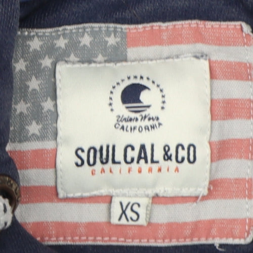 SoulCal & Co Blue XS Henley Hoodie Unisex