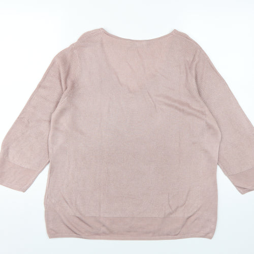 Per Una Women's Pink V-Neck Pullover Jumper Size 16