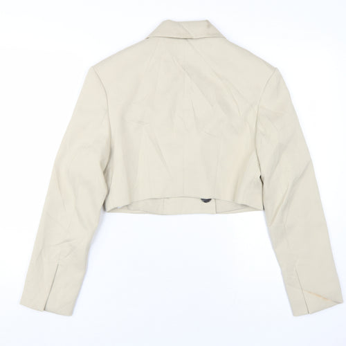Bershka Women's Beige Cropped Blazer, Size S, Classic Style