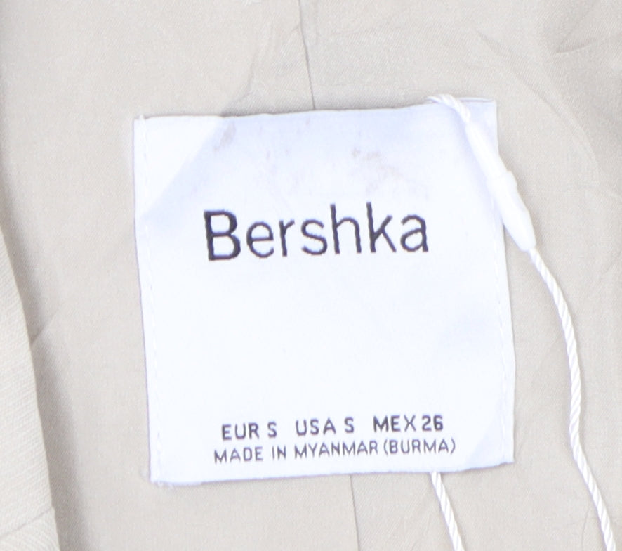 Bershka Women's Beige Cropped Blazer, Size S, Classic Style