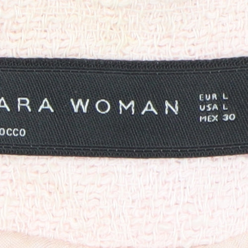 Zara Women's Pink Mid-Length Overcoat, Size L