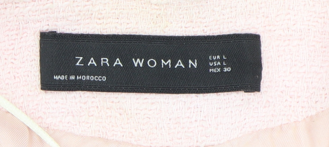 Zara Women's Pink Mid-Length Overcoat, Size L