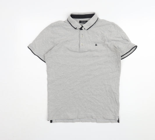 Jack & Jones Men's Grey Polo Shirt, Size S, Casual Wear